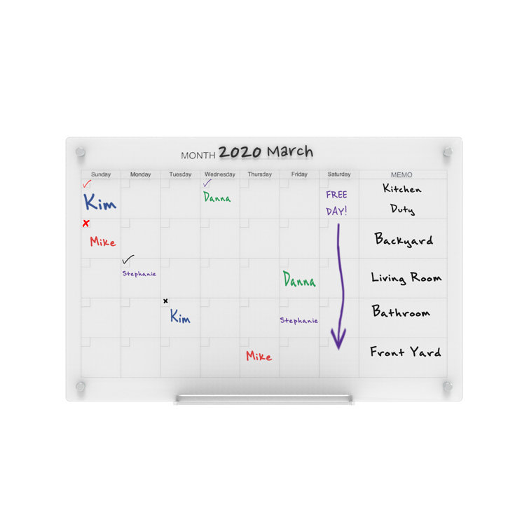 Audio Visual Direct Magnetic Ultra White Glass Calendar Dry Erase Board Audio Visual Direct Magnetic Ultra White Glass Calendar Dry Erase Board